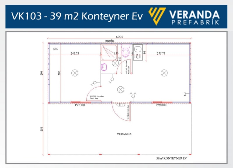 VK103 - 39 m2 Konteyner Ev 4. Fotoğrafı
